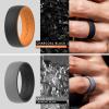 imageThunderFit Silicone Wedding Rings for Men 2 Layers Round Rubber Engagement Bands 87mm Wide 2mm Thick  14710 Variety MultipackPack F BlackOrange  BlackNavy Blue  GreyBlack  RedBlack