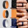 imageThunderFit Silicone Wedding Rings for Men 2 Layers Round Rubber Engagement Bands 87mm Wide 2mm Thick  14710 Variety MultipackPack K BlackWhite  DarkBlueOrange  DarkRedBlack  BlackOrange  DarkBlueWhite  OliveOrange  BlackOrange