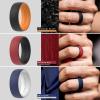 imageThunderFit Silicone Wedding Rings for Men 2 Layers Round Rubber Engagement Bands 87mm Wide 2mm Thick  14710 Variety MultipackPack K BlackWhite  DarkBlueOrange  DarkRedBlack  BlackOrange  DarkBlueWhite  OliveOrange  BlackOrange