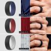 imageThunderFit Silicone Wedding Rings for Men 2 Layers Round Rubber Engagement Bands 87mm Wide 2mm Thick  14710 Variety MultipackPack L BlackDarkBlue  BlackDarkBlue  BlackOrange  BlackDarkRed  GreyBlack  BlackLightGrey  BlackOlive