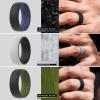 imageThunderFit Silicone Wedding Rings for Men 2 Layers Round Rubber Engagement Bands 87mm Wide 2mm Thick  14710 Variety MultipackPack L BlackDarkBlue  BlackDarkBlue  BlackOrange  BlackDarkRed  GreyBlack  BlackLightGrey  BlackOlive