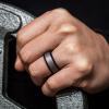 imageThunderFit Silicone Wedding Rings for Men Breathable Step Edge 2 Layers 10mm Wide 23mm Thick  147 Variety MultipackPack C BlackGunmetal