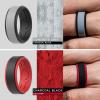 imageThunderFit Silicone Wedding Rings for Men Breathable Step Edge 2 Layers 10mm Wide 23mm Thick  147 Variety MultipackPack I DarkRedBlack  DarkBlueBlack  OliveGreenBlack  BlackGrey