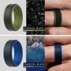 imageThunderFit Silicone Wedding Rings for Men Breathable Step Edge 2 Layers 10mm Wide 23mm Thick  147 Variety MultipackPack I DarkRedBlack  DarkBlueBlack  OliveGreenBlack  BlackGrey