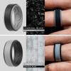 imageThunderFit Silicone Wedding Rings for Men Breathable Step Edge 2 Layers 10mm Wide 23mm Thick  147 Variety MultipackPack J GreyBlack  GreyCamoBlack  SilverBlack  BlackGrey