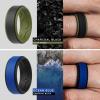 imageThunderFit Silicone Wedding Rings for Men Breathable Step Edge 2 Layers 10mm Wide 23mm Thick  147 Variety MultipackPack L SilverBlack  OliveGreenBlack  BlackDarkBlue  BlackDarkBronze