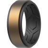 imageThunderFit Silicone Wedding Rings for Men Breathable Step Edge 2 Layers 10mm Wide 23mm Thick  147 Variety MultipackPack B BlackDarkBronze