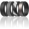 imageThunderFit Silicone Wedding Rings for Men Breathable Step Edge 2 Layers 10mm Wide 23mm Thick  147 Variety MultipackPack D Black  BlackDarkGrey  BlackGunmetal  BlackGreyCamo