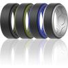 imageThunderFit Silicone Wedding Rings for Men Breathable Step Edge 2 Layers 10mm Wide 23mm Thick  147 Variety MultipackPack M SilverBlack  OliveGreenBlack  DarkBlueBlack  Black