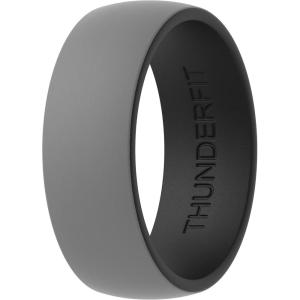 imageThunderFit Silicone Wedding Rings for Men 2 Layers Round Rubber Engagement Bands 87mm Wide 2mm Thick  14710 Variety MultipackPack A DarkGreyBlack