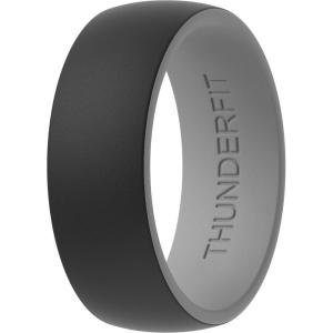 imageThunderFit Silicone Wedding Rings for Men 2 Layers Round Rubber Engagement Bands 87mm Wide 2mm Thick  14710 Variety MultipackPack C BlackGrey