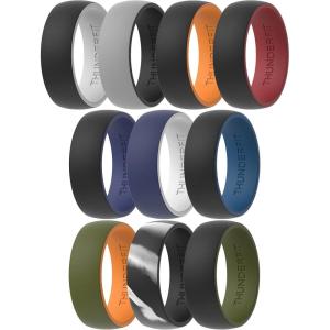 imageThunderFit Silicone Wedding Rings for Men 2 Layers Round Rubber Engagement Bands 87mm Wide 2mm Thick  14710 Variety MultipackPack M OliveOrange  BlackDarkBlue  BlackDarkBlue  BlackOrange  BlackDarkRed  GreyBlack  BlackLightGrey  BlackOlive  DarkBlueWhite  GreyCamoBlack