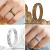 imageThunderFit Silicone Wedding Rings for Women Leaf Design Rubber Engagement Bands 52mm Wide 2mm Thick  147 Variety MultipackPack J Rose Gold  White  Bronze  White Marble  Silver  Pink Marble  Peach