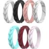 imageThunderFit Silicone Wedding Rings for Women Leaf Design Rubber Engagement Bands 52mm Wide 2mm Thick  147 Variety MultipackPack L Rose Gold  Pink Marble  White Marble  Pink  Teal  Black  White