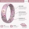 imageThunderFit Silicone Wedding Rings for Women Printed Design Breathable Rubber Engagement Bands 55mm Wide 18mm Thick MXPack W Pink Peonies flower