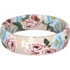 imageThunderFit Silicone Wedding Rings for Women Printed Design Breathable Rubber Engagement Bands 55mm Wide 18mm Thick MXPack M Flowers on Bone Background