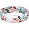 imageThunderFit Silicone Wedding Rings for Women Printed Design Breathable Rubber Engagement Bands 55mm Wide 18mm Thick MXPack N Flowers on Light Grey Background