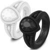 imageThunderFit Silicone Rings for Women Pear Rubber Engagement Wedding Bands 135mm Wide 55mm Thick  12 Variety MultipackPack D Black  White