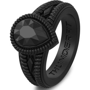 imageThunderFit Silicone Rings for Women Pear Rubber Engagement Wedding Bands 135mm Wide 55mm Thick  12 Variety MultipackPack A Black