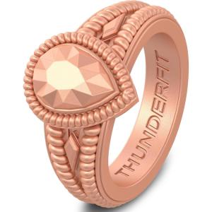 imageThunderFit Silicone Rings for Women Pear Rubber Engagement Wedding Bands 135mm Wide 55mm Thick  12 Variety MultipackPack E Rose Gold