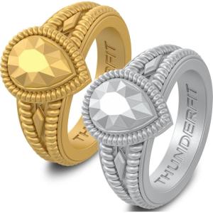 imageThunderFit Silicone Rings for Women Pear Rubber Engagement Wedding Bands 135mm Wide 55mm Thick  12 Variety MultipackPack G Silver  Gold