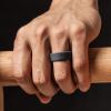 imageThunderFit Silicone Rings for Men Flat Top Angled Edge Rubber Wedding Bands 98mm Wide 2mm Thick  147 Variety MultipackPack C Dark Grey