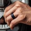 imageThunderFit Silicone Rings for Men Flat Top Angled Edge Rubber Wedding Bands 98mm Wide 2mm Thick  147 Variety MultipackPack E Navy Blue