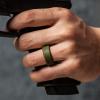 imageThunderFit Silicone Rings for Men Flat Top Angled Edge Rubber Wedding Bands 98mm Wide 2mm Thick  147 Variety MultipackPack G Olive Green
