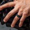 imageThunderFit Silicone Rings for Men Flat Top Angled Edge Rubber Wedding Bands 98mm Wide 2mm Thick  147 Variety MultipackPack H 4 Black Rings