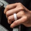 imageThunderFit Silicone Rings for Men Flat Top Angled Edge Rubber Wedding Bands 98mm Wide 2mm Thick  147 Variety MultipackPack I Black  Dark Grey  Light Grey  White