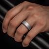 imageThunderFit Silicone Rings for Men Flat Top Angled Edge Rubber Wedding Bands 98mm Wide 2mm Thick  147 Variety MultipackPack K Black  Grey B  Silver  Grey Camo