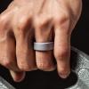 imageThunderFit Silicone Rings for Men Flat Top Angled Edge Rubber Wedding Bands 98mm Wide 2mm Thick  147 Variety MultipackPack N Silver  Light Silver  Bronze  Gunmetal