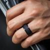 imageThunderFit Silicone Rings for Men Stepped Edge Rubber Wedding Bands  14 Variety MultipackPack A Black