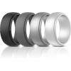 imageThunderFit Silicone Rings for Men Stepped Edge Rubber Wedding Bands  14 Variety MultipackPack C Gunmetal  Silver  Black  Dark Grey