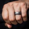 imageThunderFit Silicone Rings for Men Stepped Edge Rubber Wedding Bands  14 Variety MultipackPack C Gunmetal  Silver  Black  Dark Grey