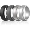 imageThunderFit Silicone Rings for Men Stepped Edge Rubber Wedding Bands  14 Variety MultipackPack C Gunmetal  Silver  Black  Dark Grey