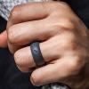 imageThunderFit Silicone Wedding Ring for Men Rubber Wedding Band 87mm Wide 25mm ThickDark Grey