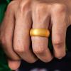 imageThunderFit Silicone Wedding Ring for Men Rubber Wedding Band 87mm Wide 25mm ThickPolished Gold