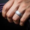 imageThunderFit Silicone Wedding Ring for Men Rubber Wedding Band 87mm Wide 25mm ThickPolished Silver