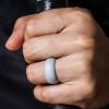 imageThunderFit Silicone Wedding Ring for Men Rubber Wedding Band 87mm Wide 25mm ThickSilver Grey