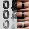 imageThunderFit Silicone Wedding Rings For Men Beveled Brushed Top Edges 635mm Wide 2mm Thick  147 Variety MultipackPack H Black  Grey  Dark Grey  Pure White  Navy Blue  Midnight Blue  Olive Green