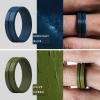 imageThunderFit Silicone Wedding Rings For Men Beveled Brushed Top Edges 635mm Wide 2mm Thick  147 Variety MultipackPack L Black  Grey  Midnight Blue  Olive Green