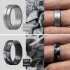 imageThunderFit Silicone Wedding Rings For Men Beveled Brushed Top Edges 635mm Wide 2mm Thick  147 Variety MultipackPack N Black  Grey  Silver Grey  Grey Camo