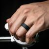 imageThunderFit Silicone Wedding Rings for Men Airflow Criss Cross Pattern 8mm Wide 2mm Thick  147 Variety MultipackPack B Dark Grey