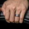 imageThunderFit Silicone Wedding Rings for Men Airflow Criss Cross Pattern 8mm Wide 2mm Thick  147 Variety MultipackPack C Gun Metal