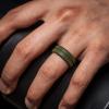 imageThunderFit Silicone Wedding Rings for Men Breathable Brushed Top Middle Engraved Line Rubber Engagement Bands 82mm Wide 25mm Thick  1467 Variety MultipackPack J Olive Green