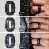imageThunderFit Silicone Wedding Rings for Men Breathable Brushed Top Middle Engraved Line Rubber Engagement Bands 82mm Wide 25mm Thick  1467 Variety MultipackPack B Charcoal Black  Dark Silver  Blue Camo  Black Marble  Grey Silver  Smokey Grey  Grey Camo
