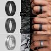 imageThunderFit Silicone Wedding Rings for Men Breathable Brushed Top Middle Engraved Line Rubber Engagement Bands 82mm Wide 25mm Thick  1467 Variety MultipackPack C Charcoal Black  Iron Grey  Olive Green  Grey Silver  Ocean Blue  Smokey Grey  Cobalt Blue
