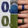 imageThunderFit Silicone Wedding Rings for Men Breathable Brushed Top Middle Engraved Line Rubber Engagement Bands 82mm Wide 25mm Thick  1467 Variety MultipackPack G Charcoal Black  Dark Silver  Ocean Blue  Olive Green