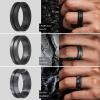 imageThunderFit Silicone Wedding Rings for Men Breathable Brushed Top Middle Engraved Line Rubber Engagement Bands 82mm Wide 25mm Thick  1467 Variety MultipackPack B Charcoal Black  Dark Silver  Blue Camo  Black Marble  Grey Silver  Smokey Grey  Grey Camo